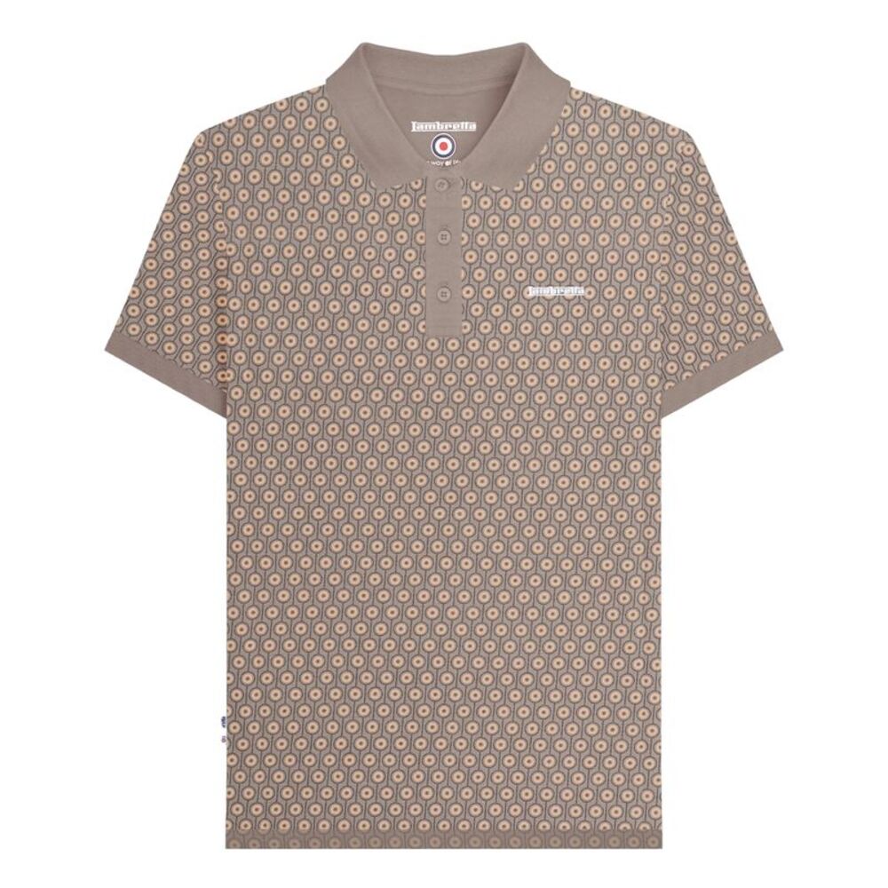 Lambretta Mens AW24 Geometric Polo Shirt / Cinder
